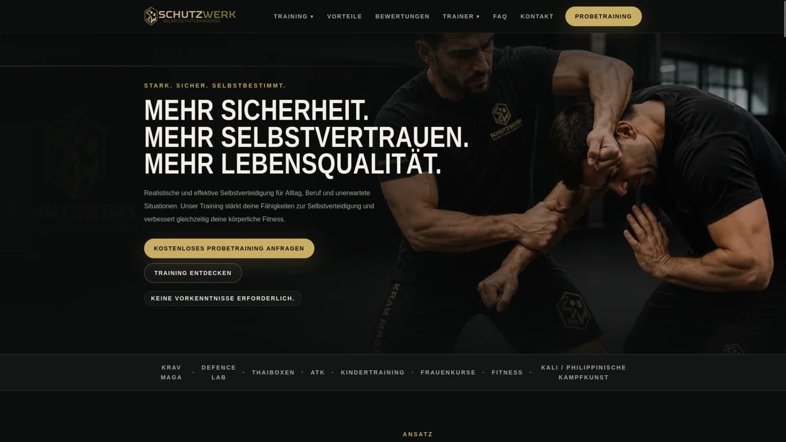 Website der Schutzwerk Selbstschutzakademie